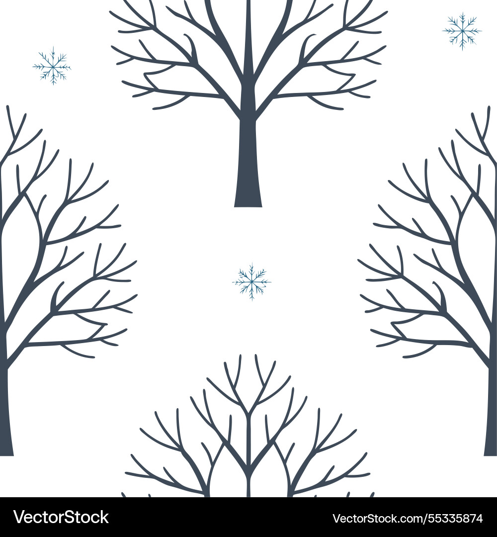 Winter trees seamless pattern with bare branches Vector Image
