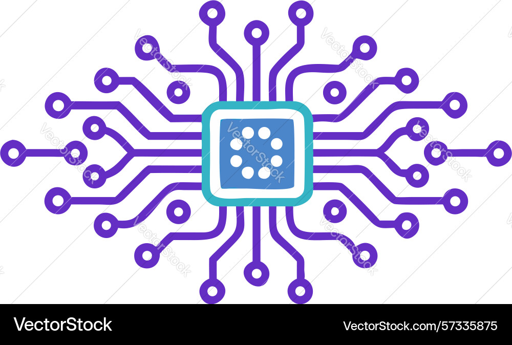 Advanced circuit board icon core of digital vector image