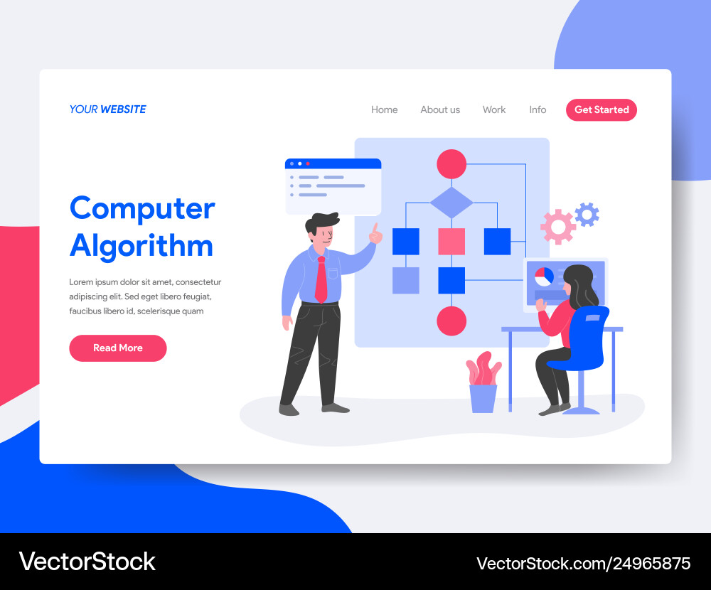 Algorithm Landing Page Template vector image