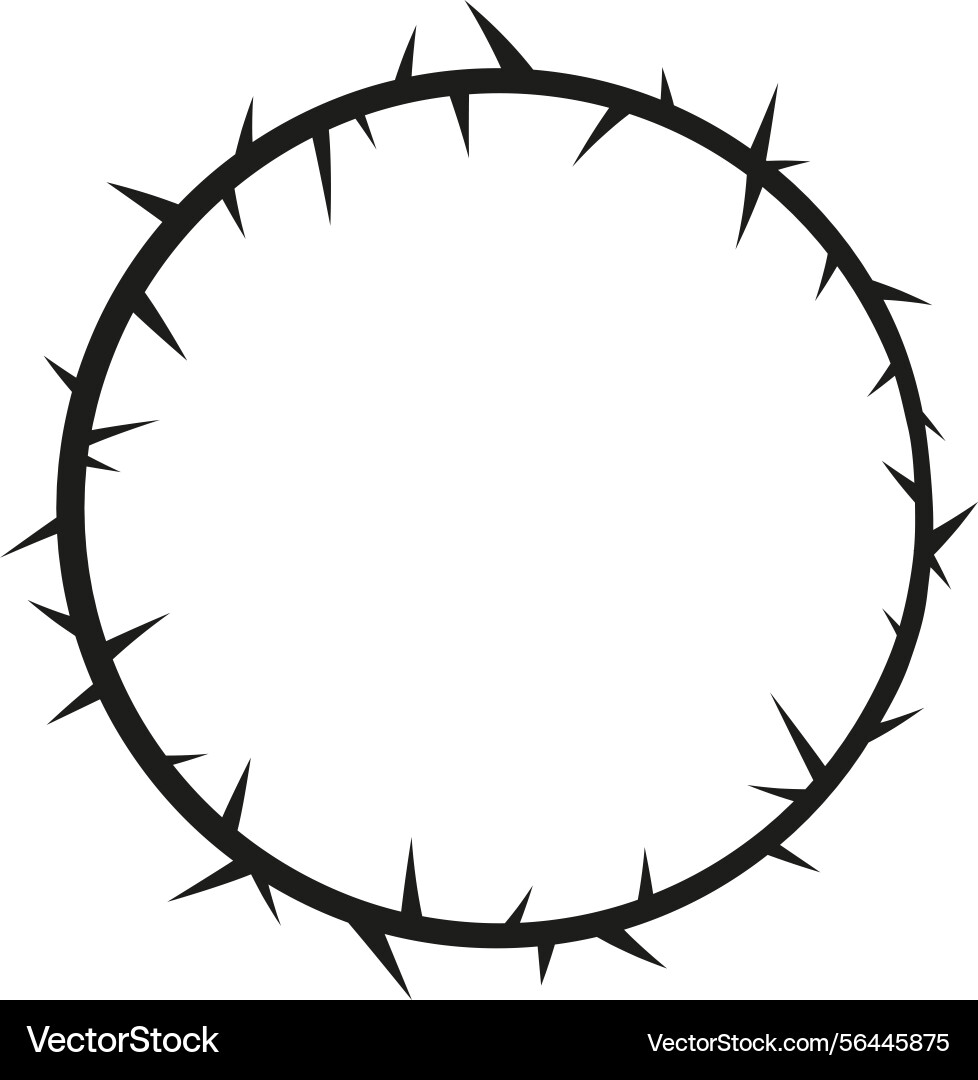 Black abstract round frame with sharp thorns Vector Image