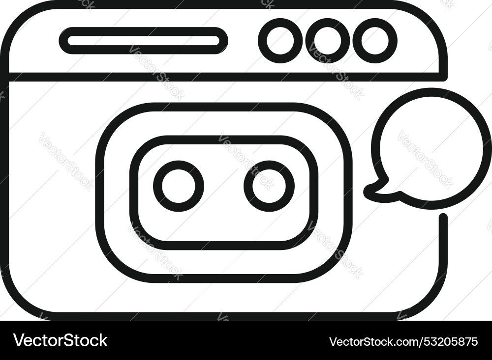 Chatbot speaking through website browser window Chatbot speaking through website browser window vector image