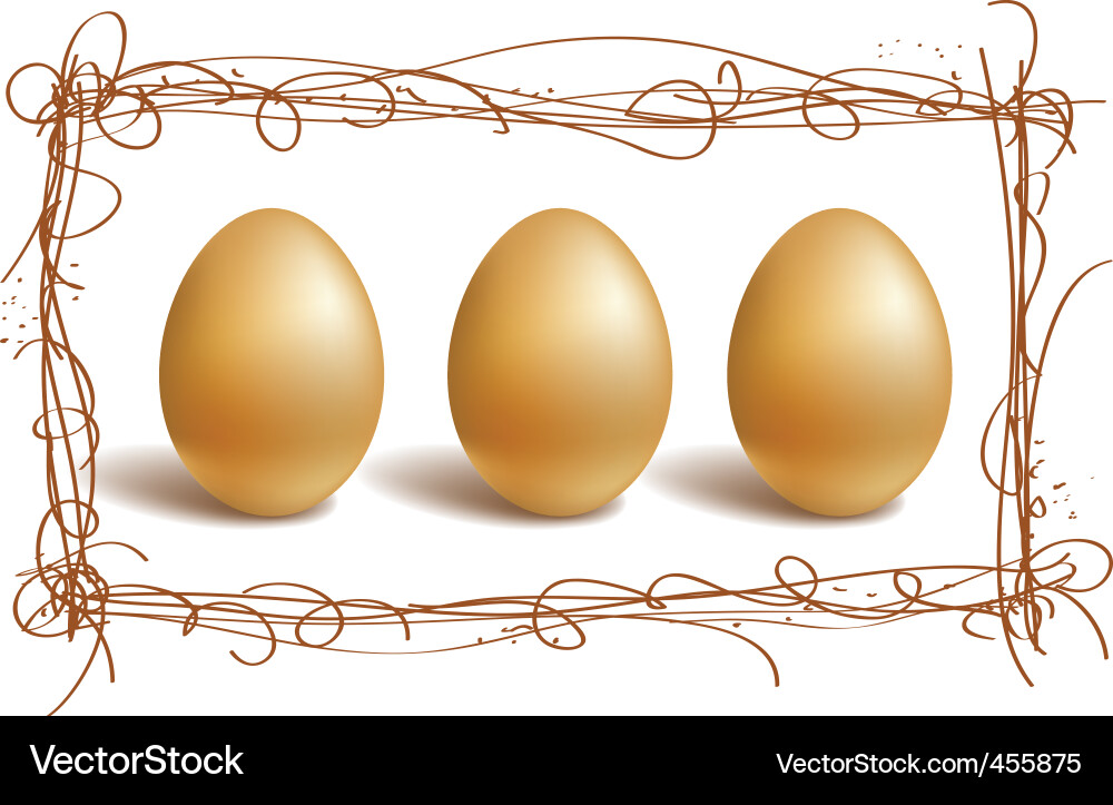 Gold Eggs in Nest Frame Vector Image