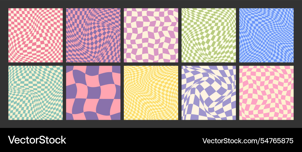 Groovy checkered pattern colorful distorted tiled Vector Image