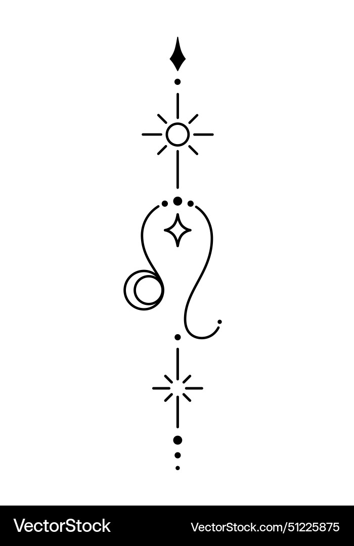 Leo zodiac sign and symbol blackwork tattoo Leo zodiac sign and symbol blackwork tattoo vector image