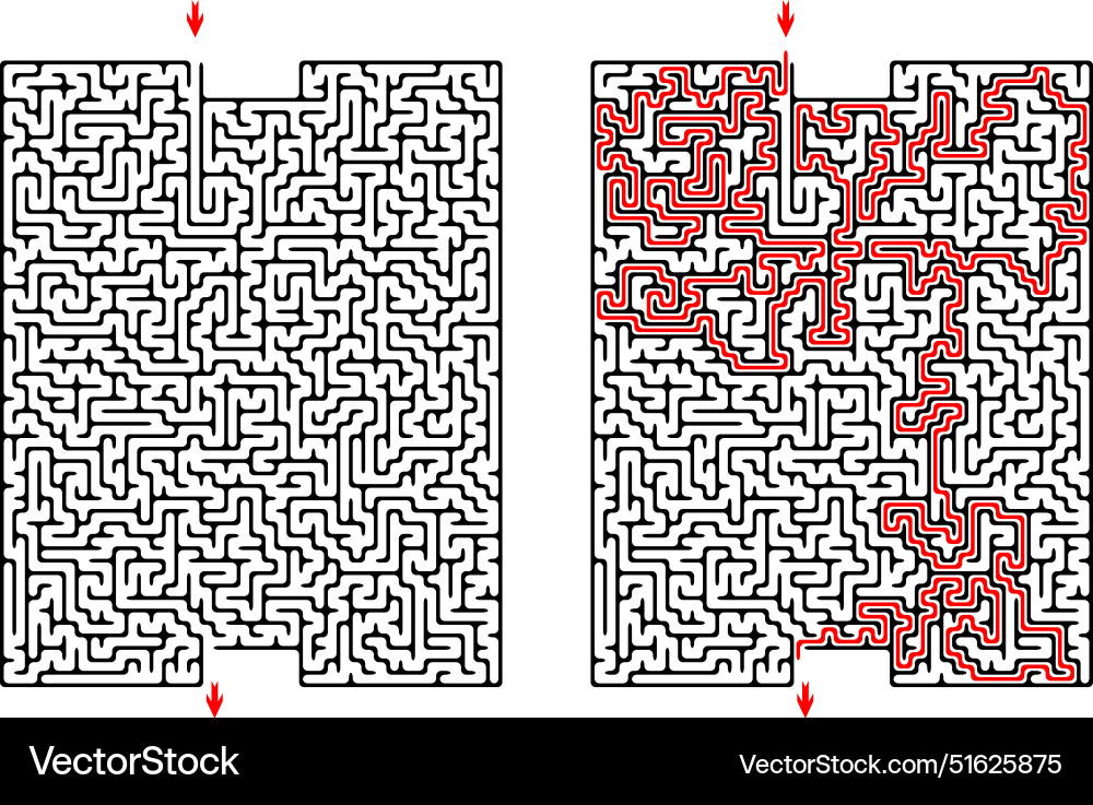 Rectangular labyrinth with entry and exit Rectangular labyrinth with entry and exit vector image