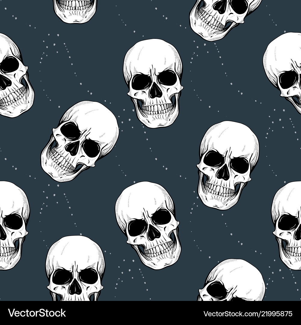 Seamless color pattern with skull Seamless color pattern with skull vector image