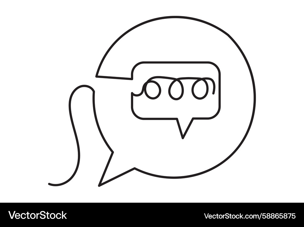 Simple speech bubble continuous line outline Simple speech bubble continuous line outline Vector Image