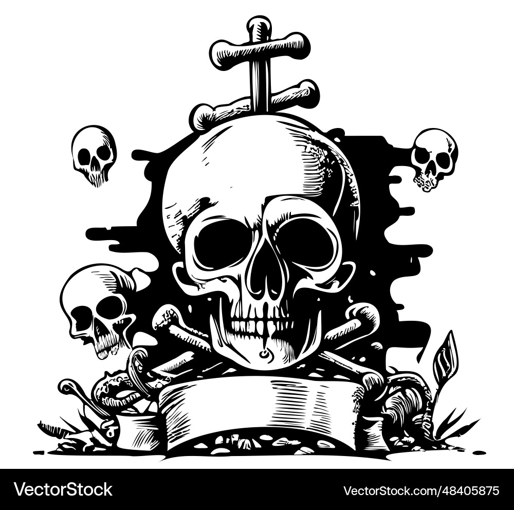 Skulls and bones simple sketch Skulls and bones simple sketch vector image