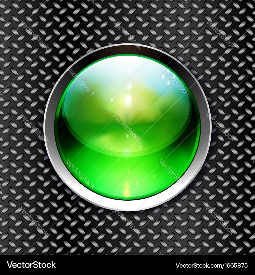 Techno background with glossy button metal banner Vector Image
