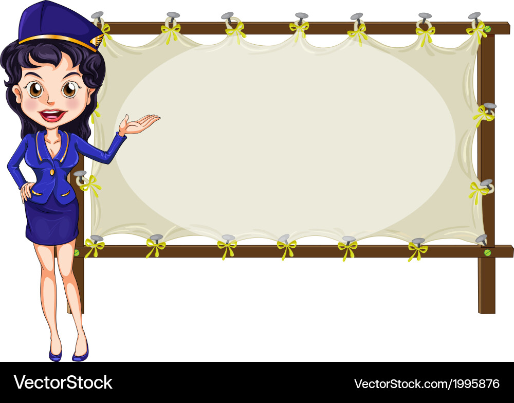 A hostess presenting the empty template vector image