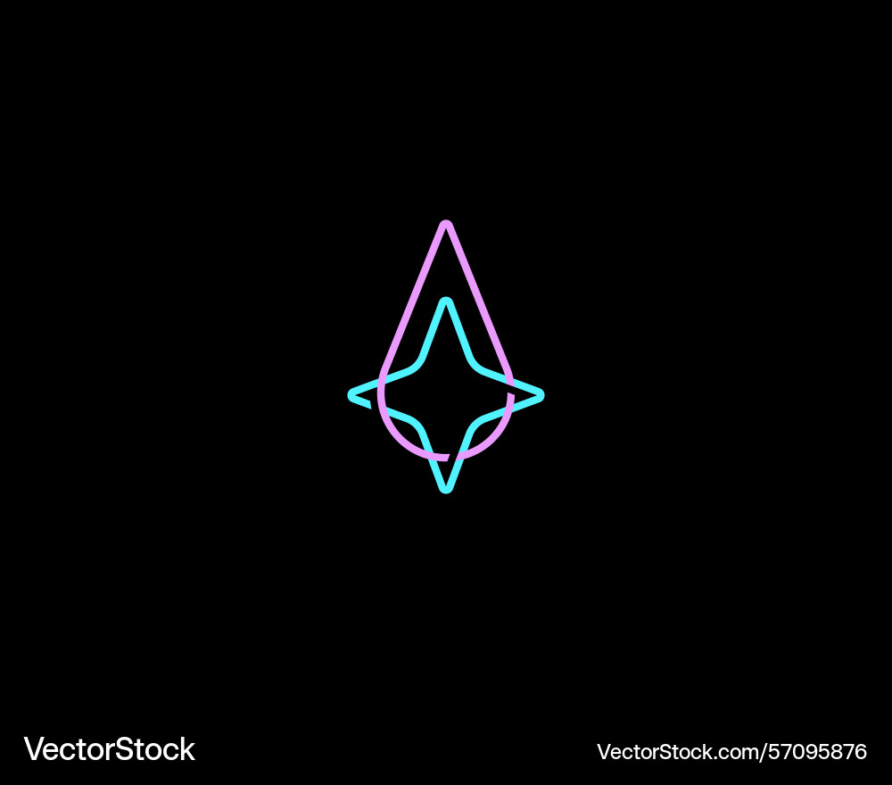 Abstract logo of overlapping drop and four-pointed vector image