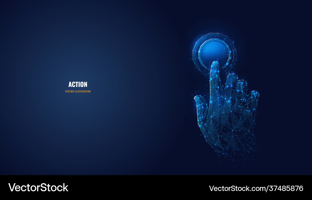 Abstract Low Poly Hand Button Interaction vector image