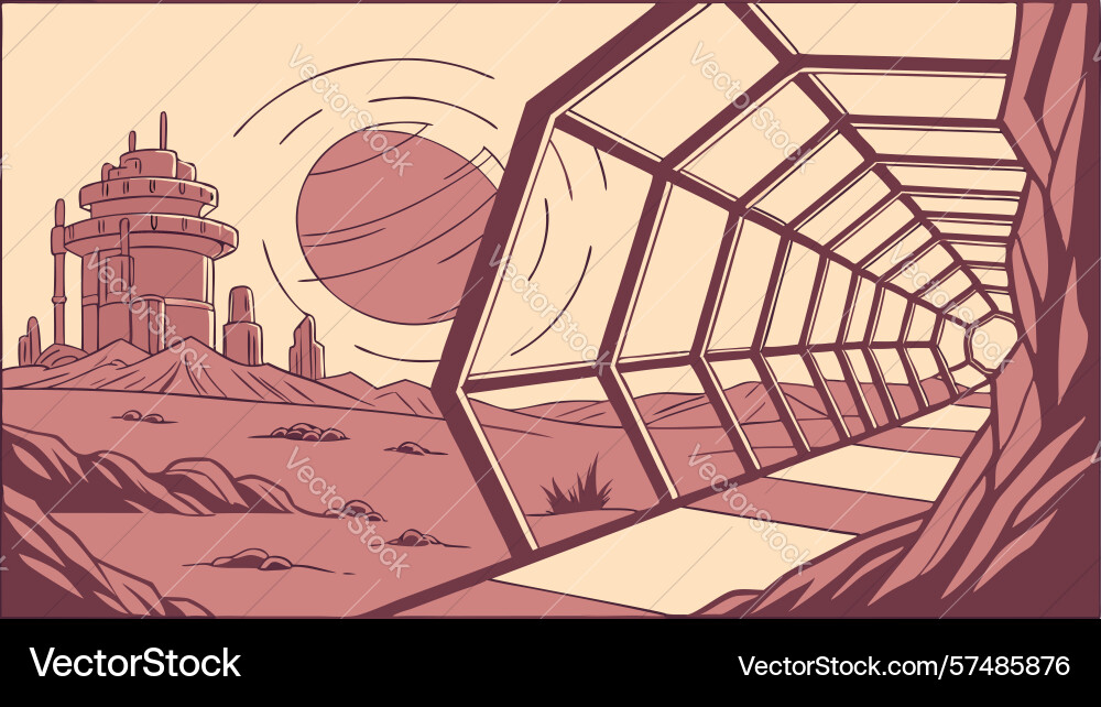 Abstract sci-fi tunnel network design generative Vector Image