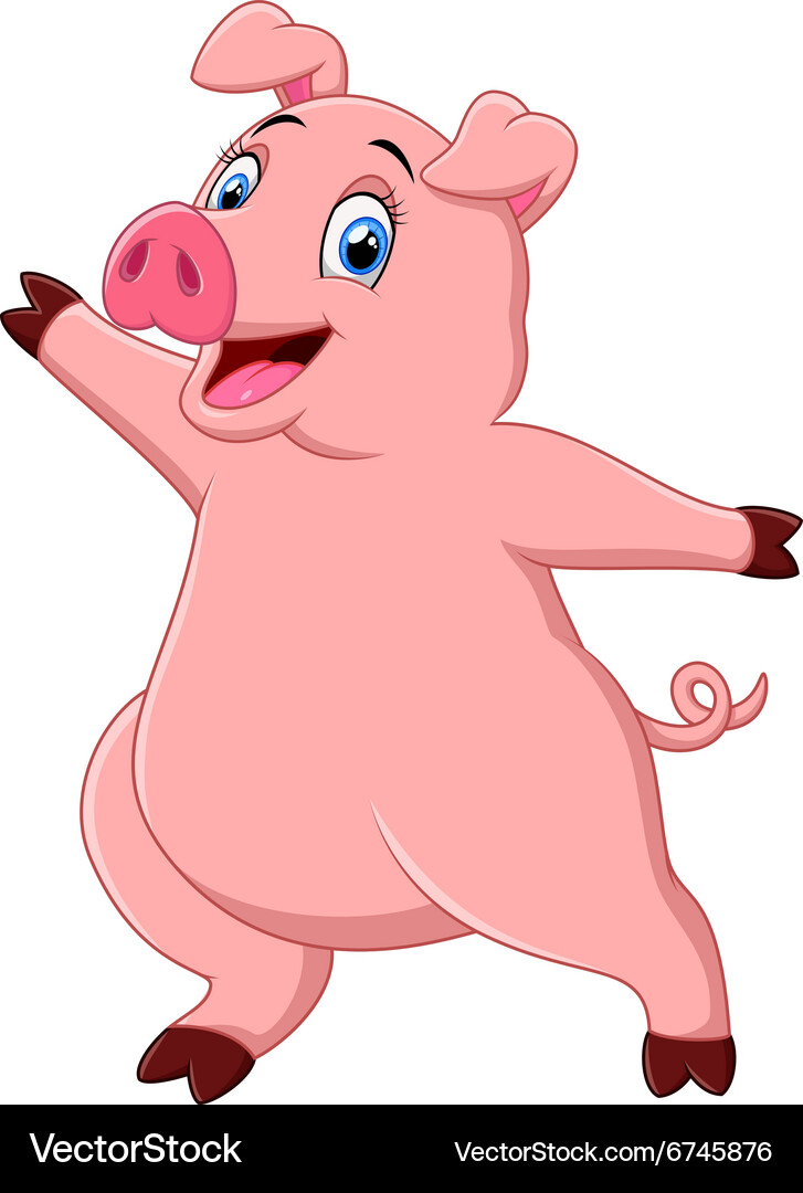 Cartoon happy pig waving – Royalty-Free Vector | VectorStock