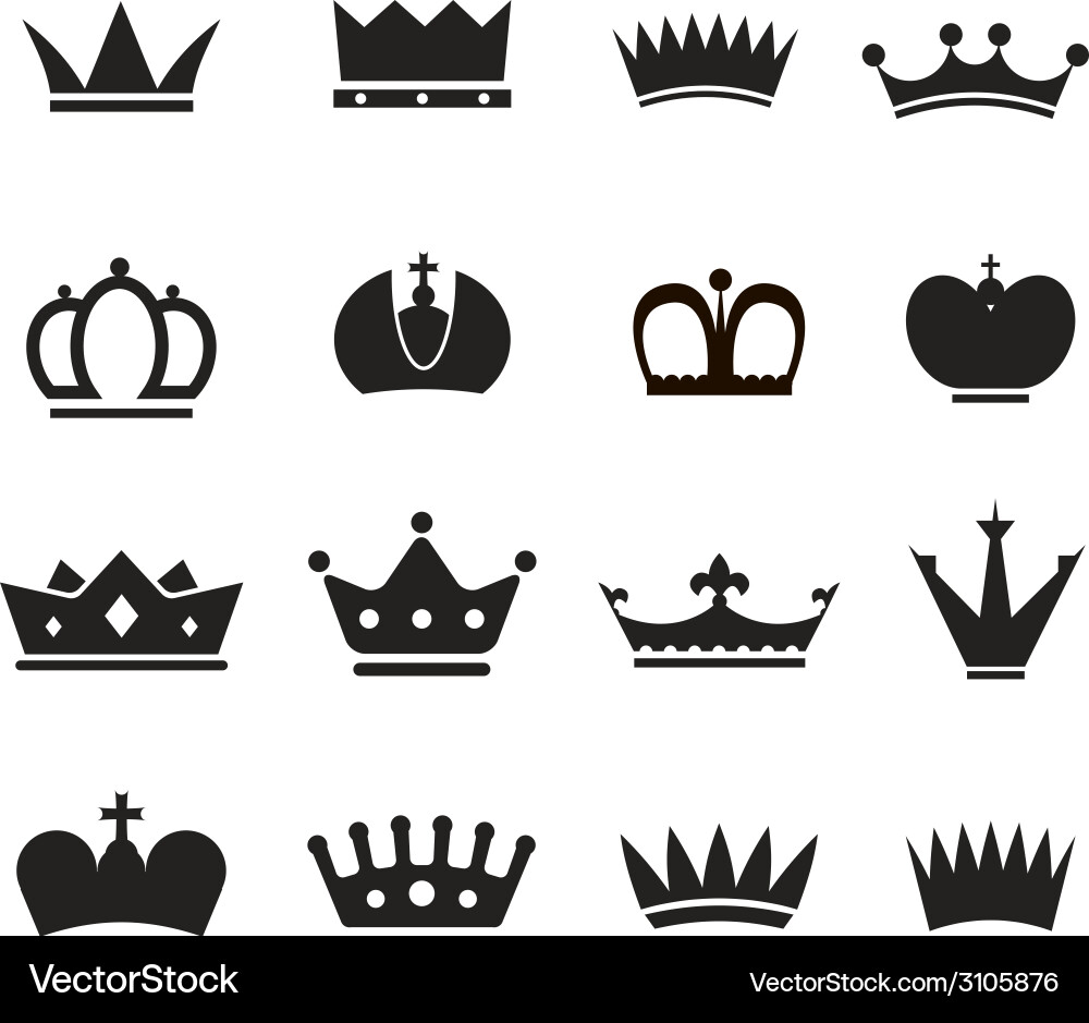 Different crowns silhouettes collection Vector Image
