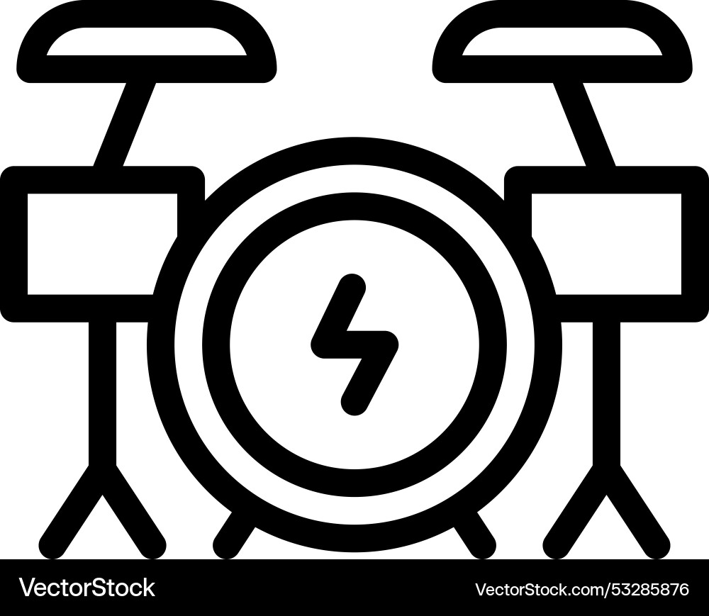 Drum set icon thin linear style design isolated Vector Image
