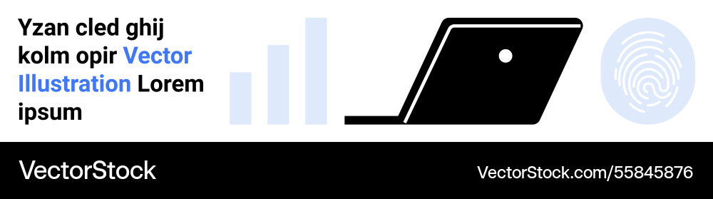 Laptop with graph bars and fingerprint icon Laptop with graph bars and fingerprint icon vector image