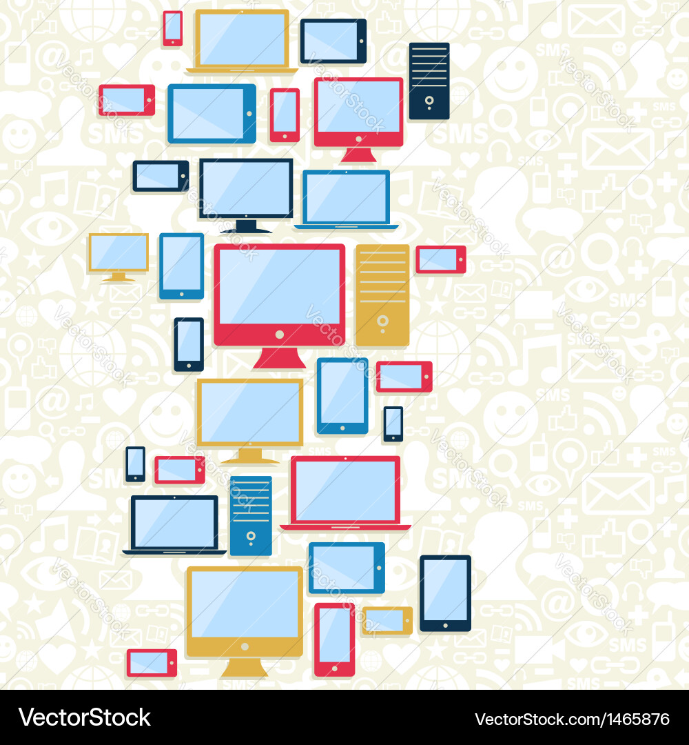 Mobile Device Icons - Seamless Pattern vector image