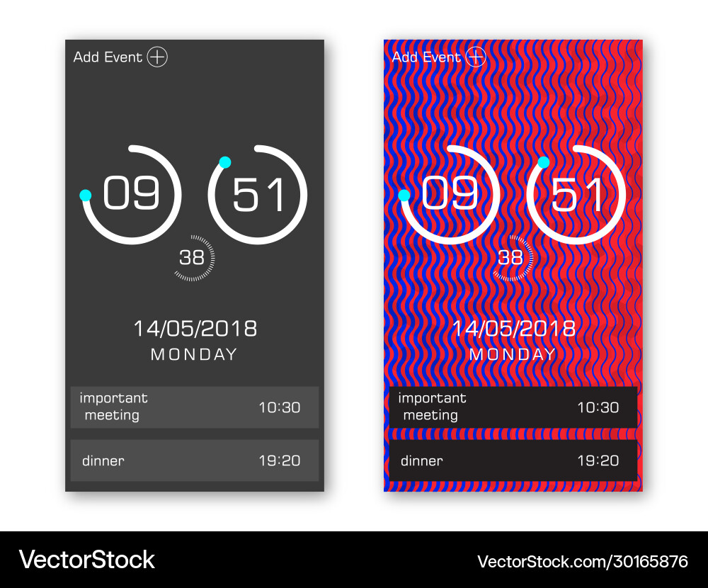 Modern Digital Clock UI vector image