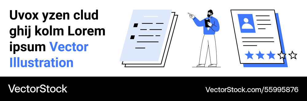 Professional profile review with document elements Professional profile review with document elements vector image