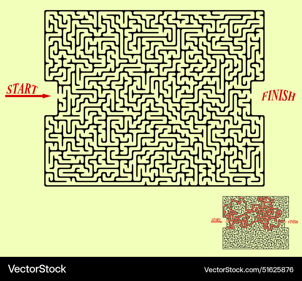 Rectangular labyrinth with entry and exit Rectangular labyrinth with entry and exit vector image