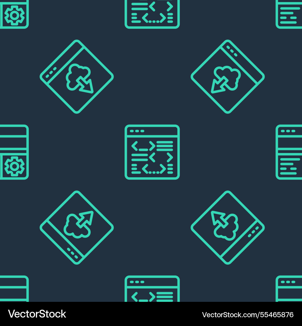 Set line software cloud technology data transfer vector image