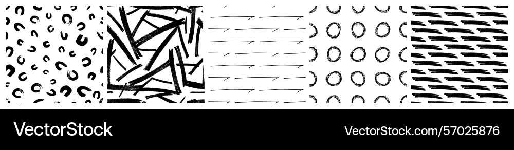 Set of seamless patterns with scribble smears Set of seamless patterns with scribble smears vector image