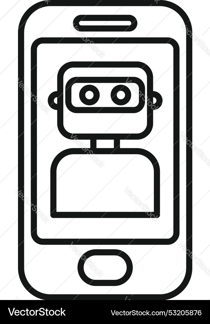 Smartphone showing robot character chat bot icon Smartphone showing robot character chat bot icon vector image