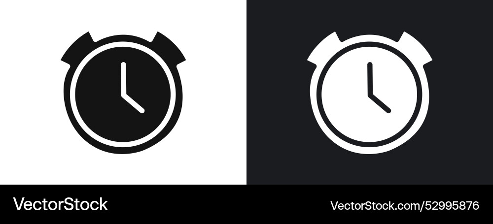 Time clock watch icon linear graphics set in black vector image