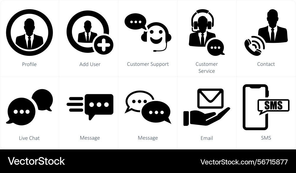 A set of 10 contact icons as profile add user vector image