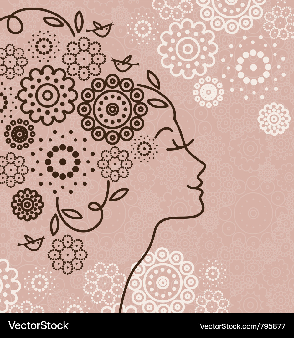 Floral Woman Silhouette Vector Image