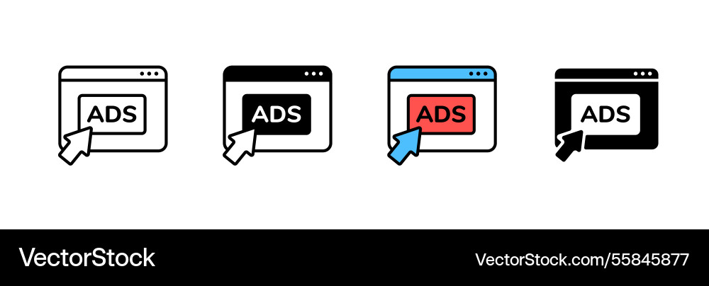 Internet pop up advertisements with cursor symbol vector image