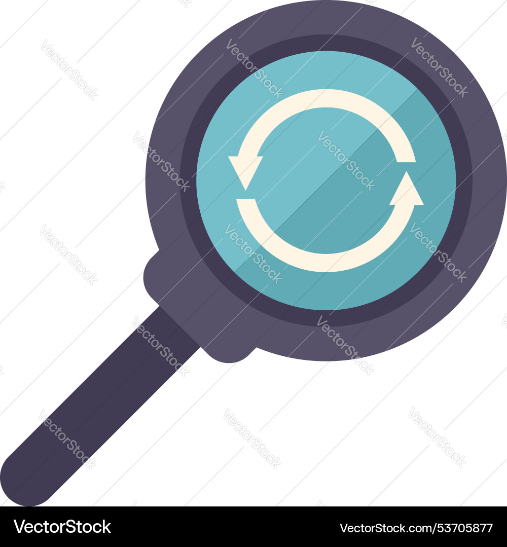 Magnifying glass showing refresh symbol Magnifying glass showing refresh symbol vector image