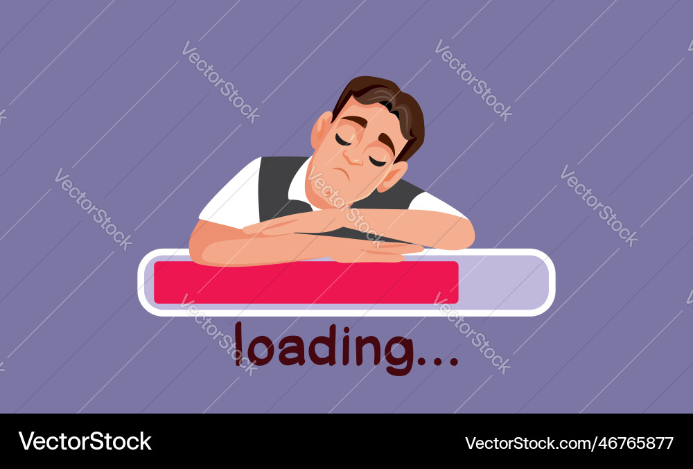 Man falling asleep waiting for web page to load Man falling asleep waiting for web page to load vector image
