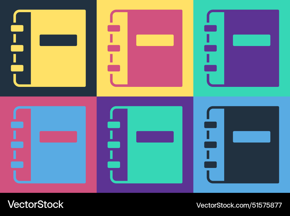 Pop art notebook icon isolated on color Pop art notebook icon isolated on color vector image