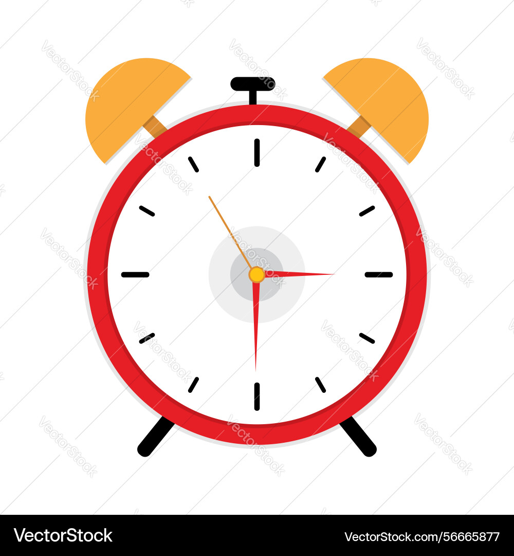 Red alarm clock showing the time Vector Image