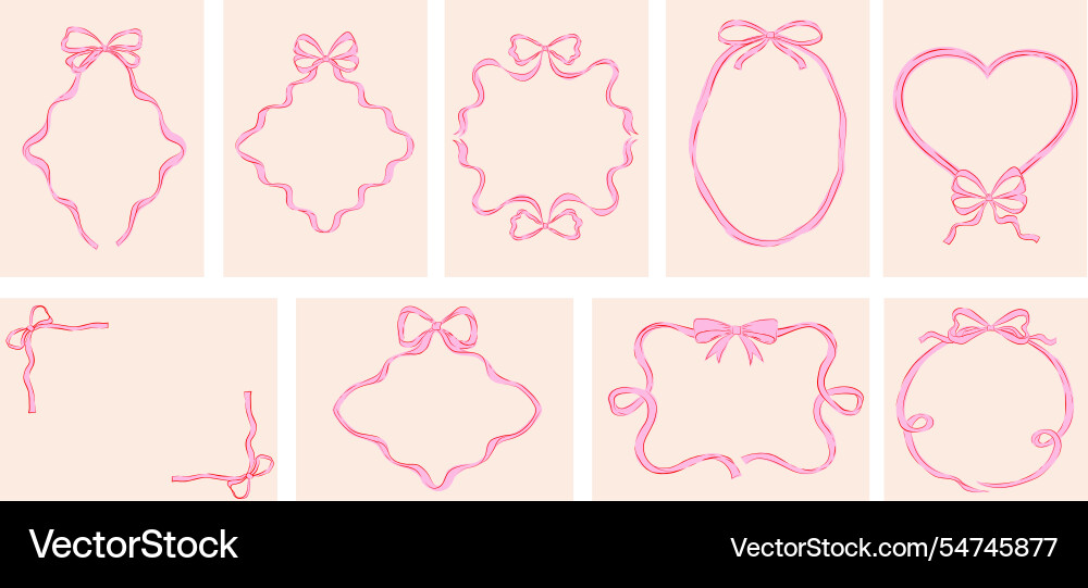 Retro Bow Frames Collection Royalty Free Vector Image