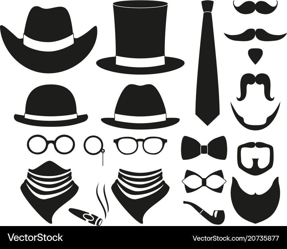 Schwarzer und weißer Hipster 21 Silhouette Element Set Schwarzer und weißer Hipster 21 Silhouette Element Set vektorbild