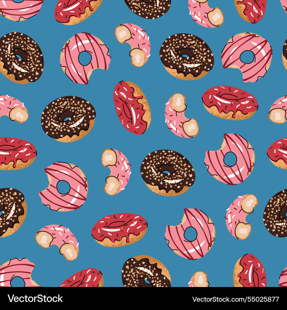 Seamless pattern with glazed donuts repeating Seamless pattern with glazed donuts repeating vector image