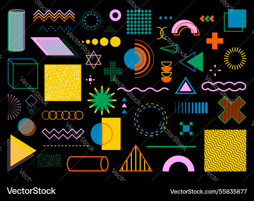 Set of abstract retro geometric shapes collection Set of abstract retro geometric shapes collection vector image