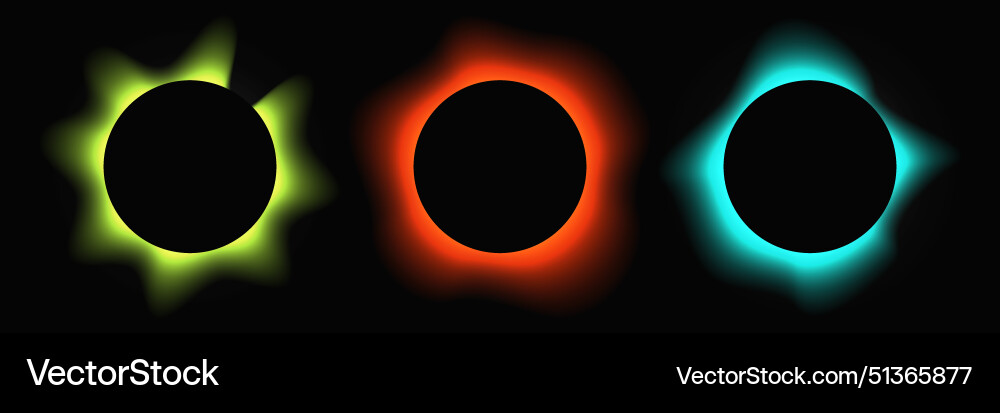 Set of circle illuminate light frames Set of circle illuminate light frames vector image