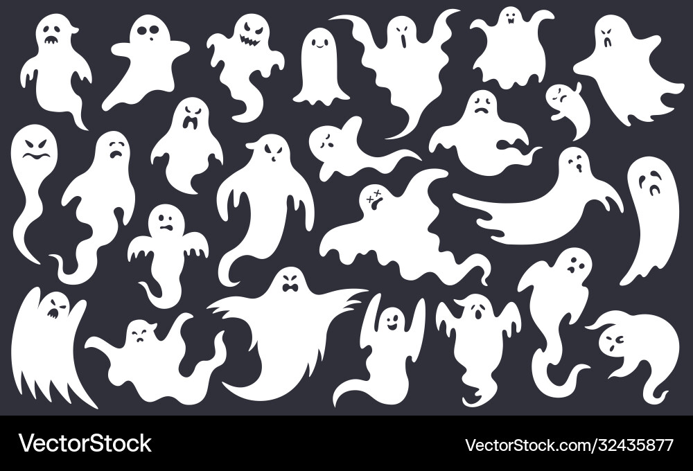 Spooky halloween ghost scary characters vector image