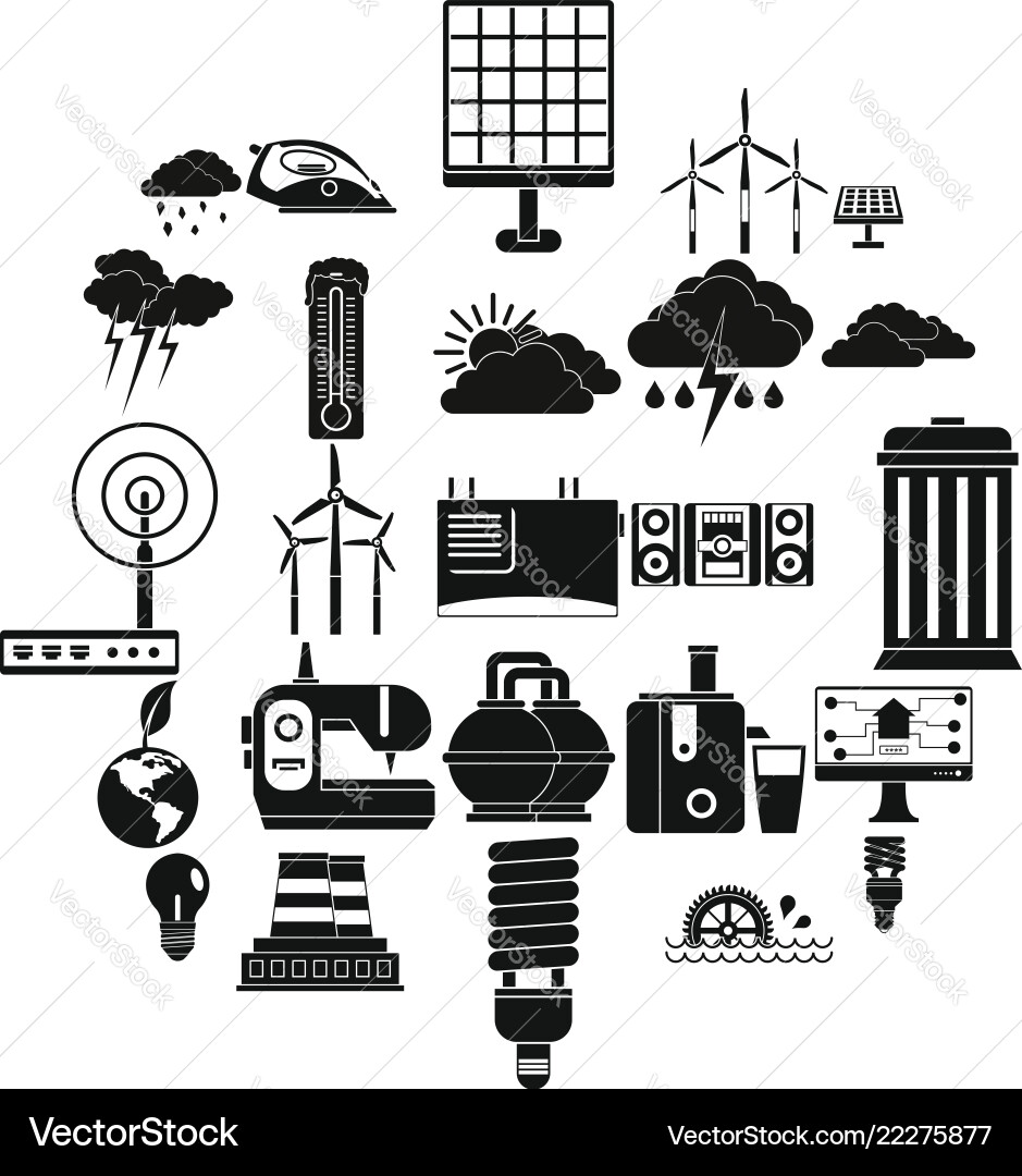 Windmill icons set simple style Windmill icons set simple style Vector Image