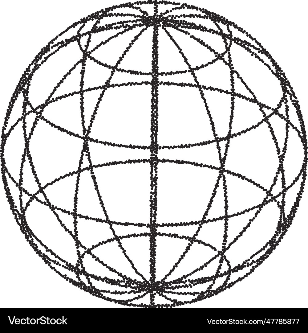 Wireframe sphere with stipple lines vector image