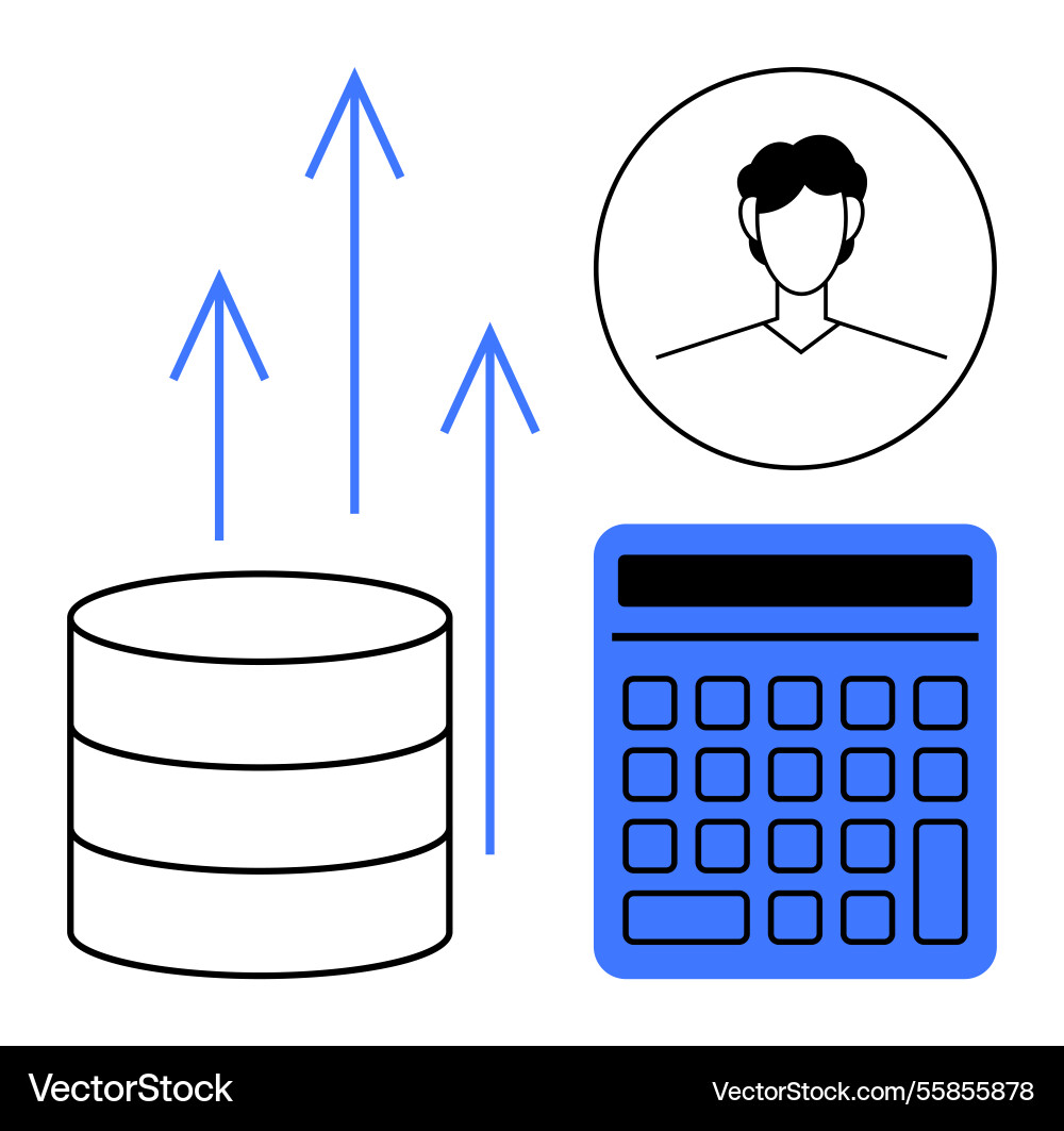 Data growth with analytics displayed through Data growth with analytics displayed through vector image