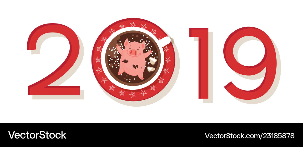 Funny happy new year 2019 greeting card Funny happy new year 2019 greeting card vector image