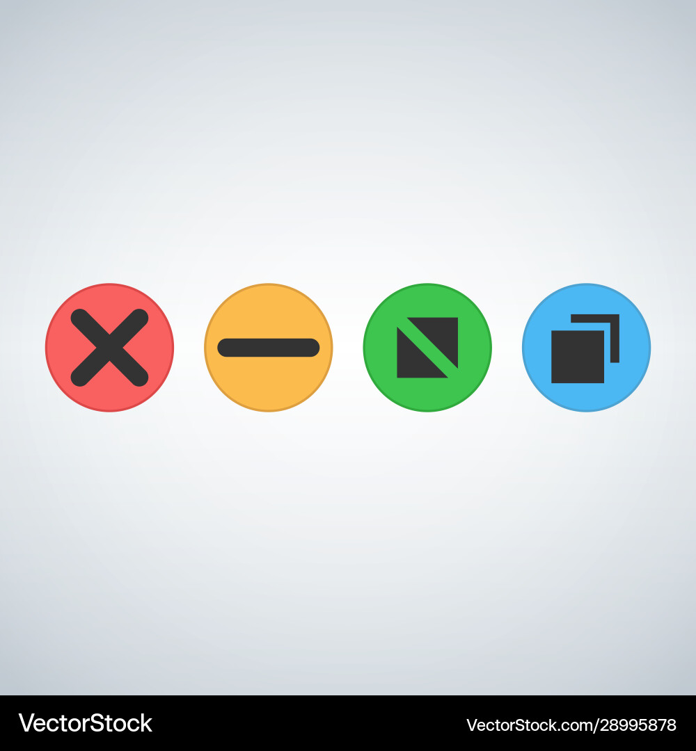 Os or web multicolor buttons close minimize zoom vector image
