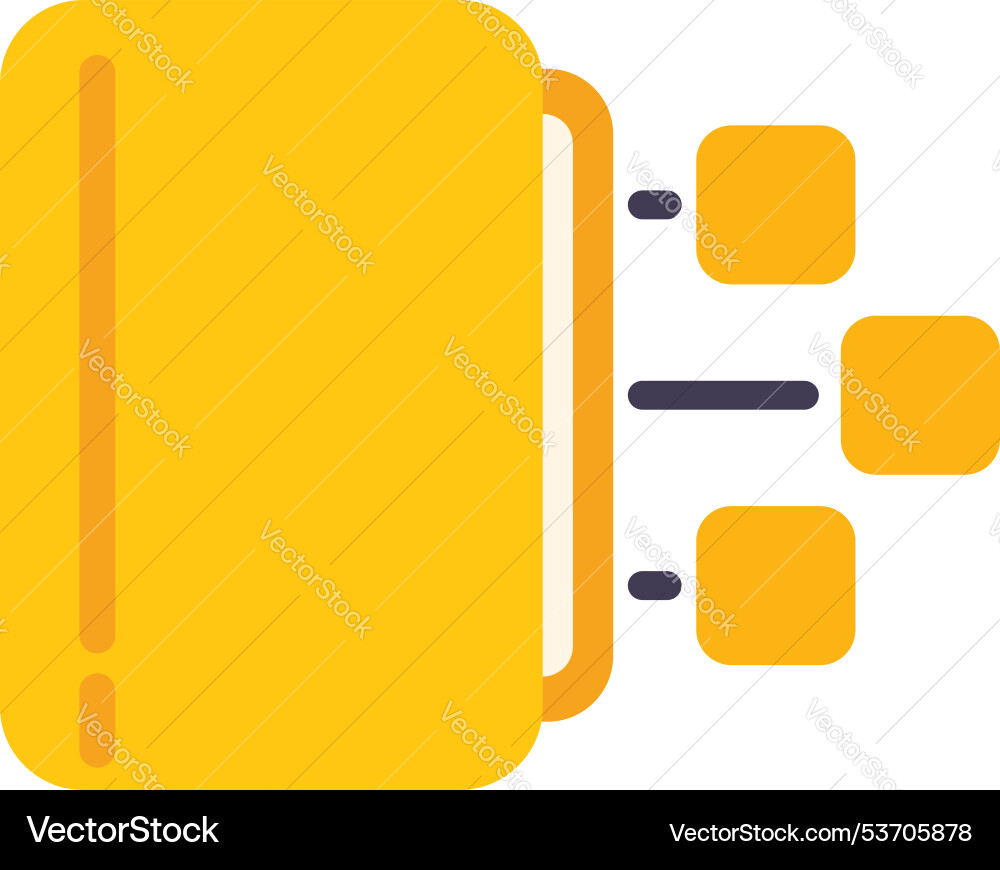 Yellow book generating flowchart with squares Yellow book generating flowchart with squares vector image
