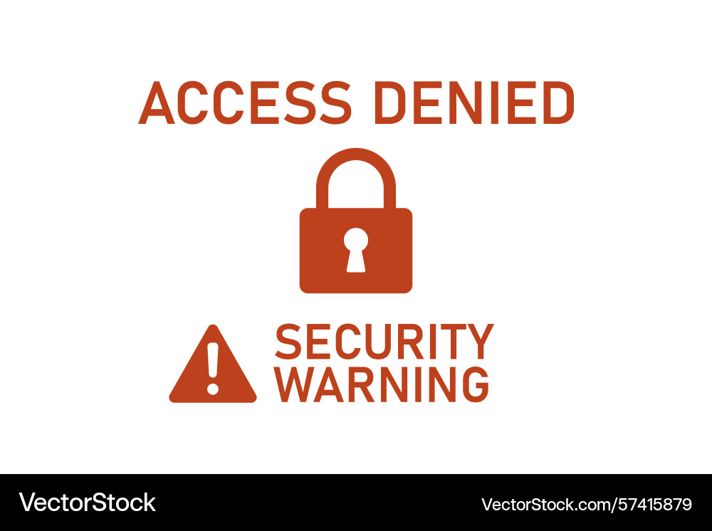 Access denied security warning with padlock vector image