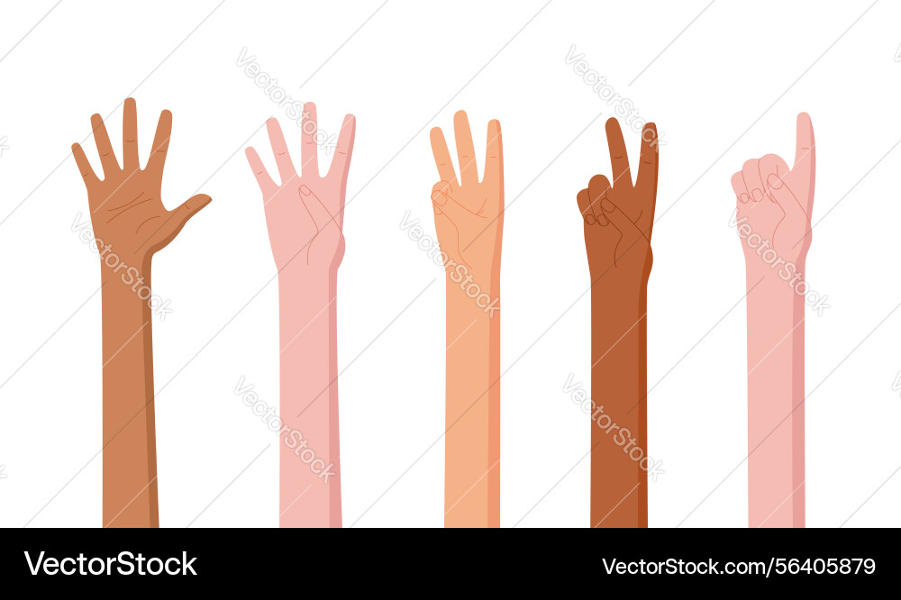 Cartoon bare hand count gesture and number set Vector Image